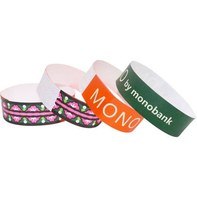 2025 Logotipo personalizado Tyvek Pulseira de papel para eventos Impermeável e número de série diferente