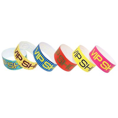 Pulseiras de papel Tyvek de várias cores com possibilidades de impressão de logotipo personalizado