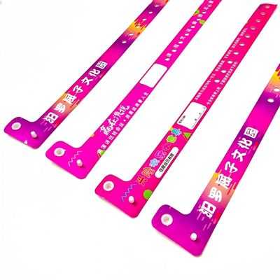 Pulseiras de PVC de vinil descartáveis para identificação e entretenimento de bilhetes de parque em forma de L