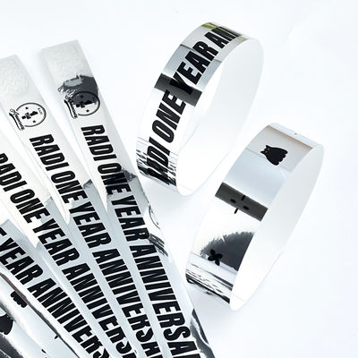 Pulseiras Holográficas Prateadas para Adultos e Crianças MOQ 100 PCS Adicionar Texto do Logotipo